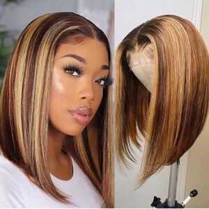 4x4 Lace Closure Bob Wig, Human Hair - 10 Inches